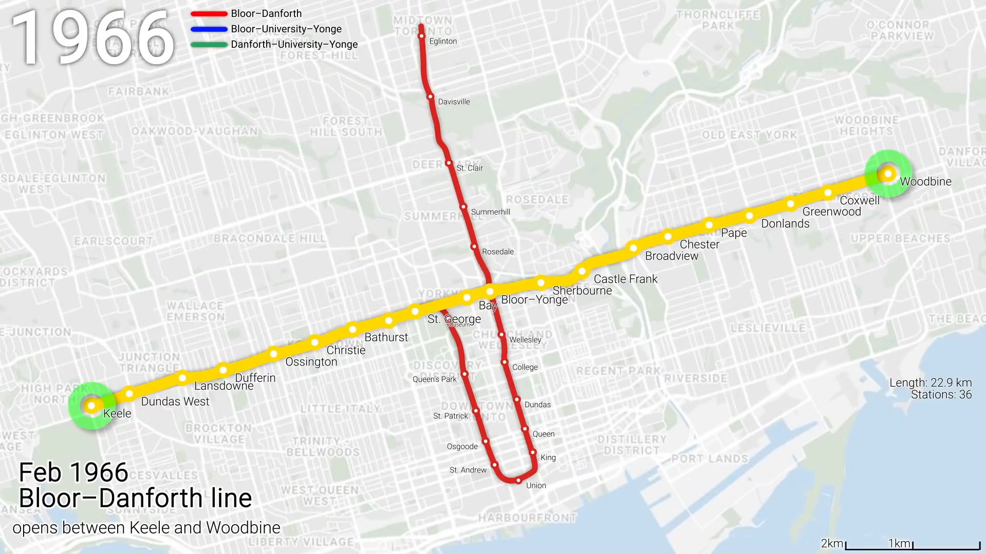 1966 Line 2 Subway Map